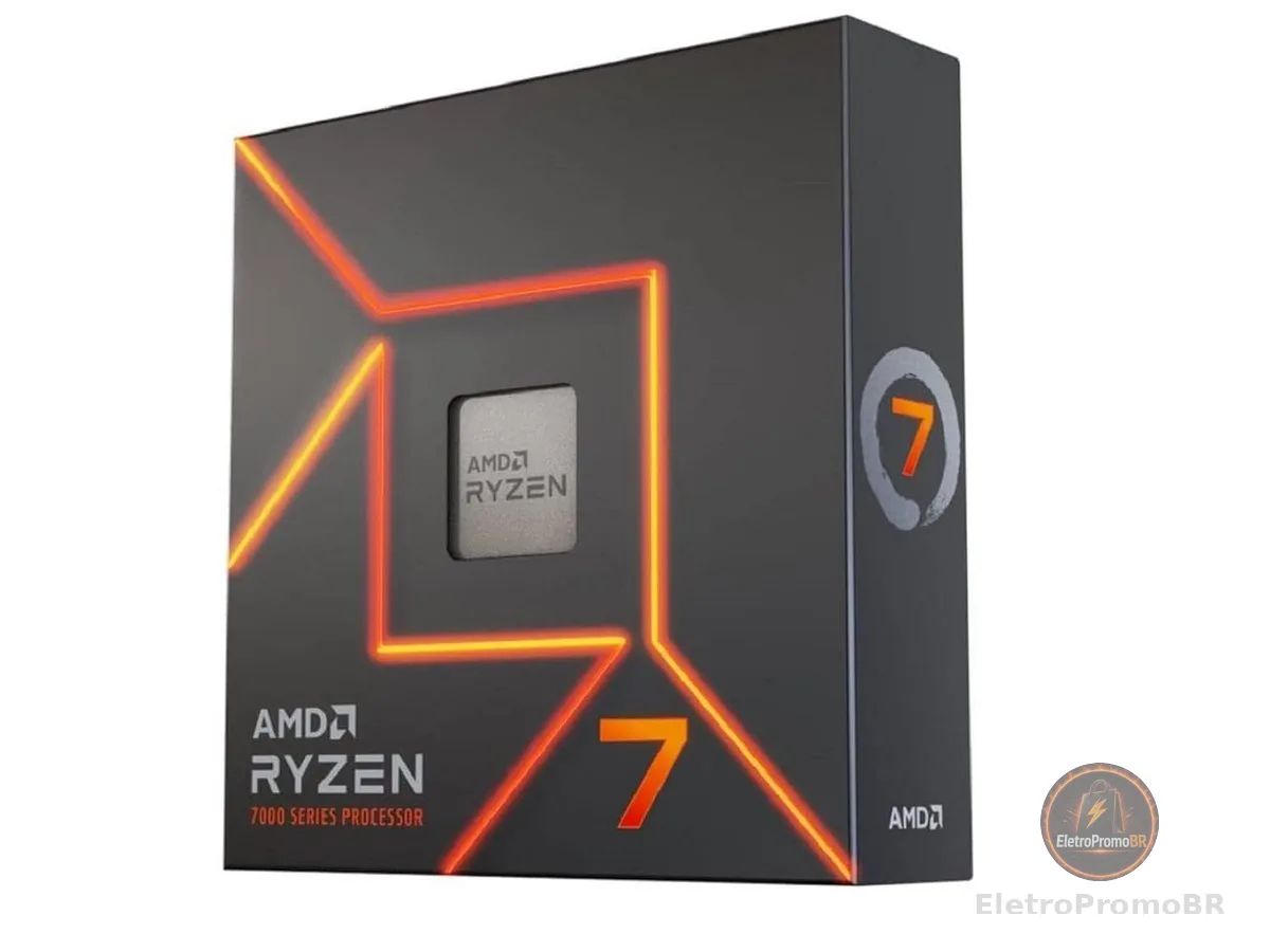 Processador AMD Ryzen 7 7700X Box (AM5/8 Cores/16 Threads/5.4GHz/40MB Cache/Radeon Graphics) Com Vídeo/Sem Cooler