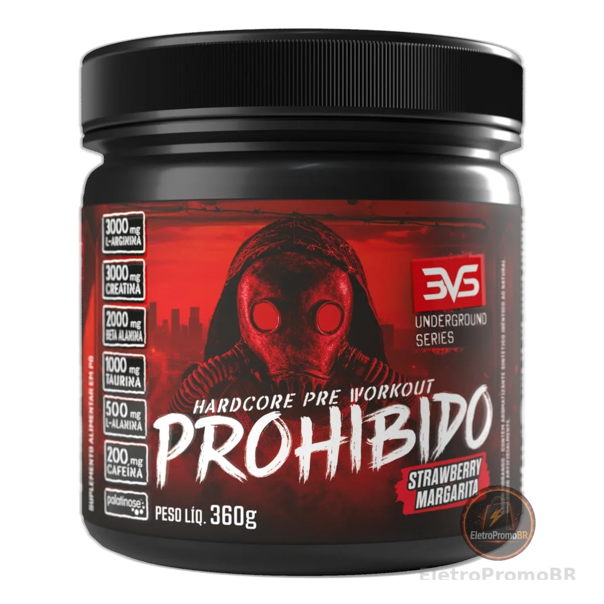 Pré-Treino Prohibido Morango 360g 3VS Nutrition