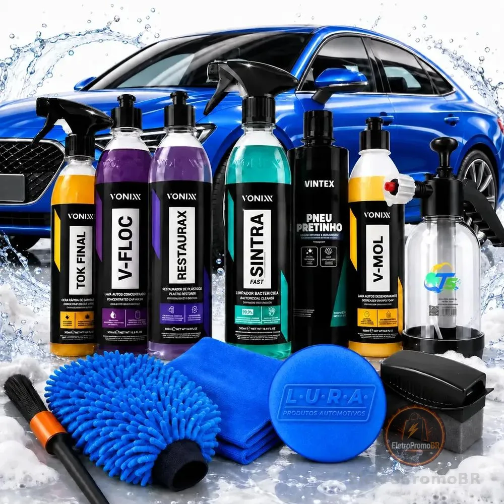 Kit Completo Lavar Carro Rapido Cera Pulverizador 2l Brilho