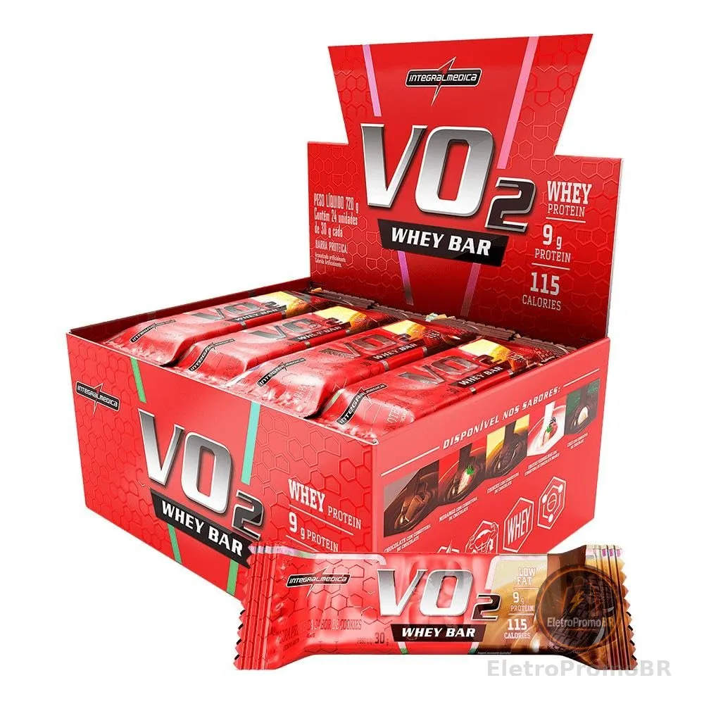 VO2 Whey Bar 12 Unidades 30g Cookies, IntegralMedica