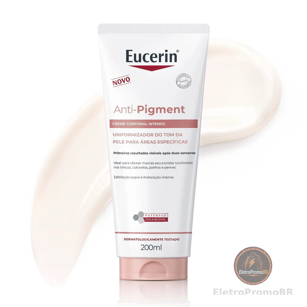 EUCERIN Creme Corporal Antimanchas Intenso 200ml, Anti-Pigment, Clareador Joelho, Coxa e Cotovelo, Thiamidol