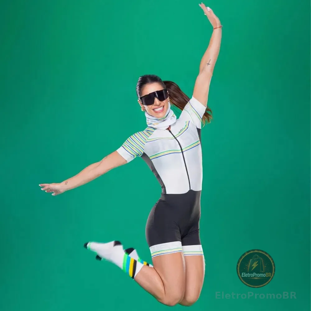 Macacão Ciclismo Feminino Brasil Copa Forro Gel Macaquinho Brasil Branco G