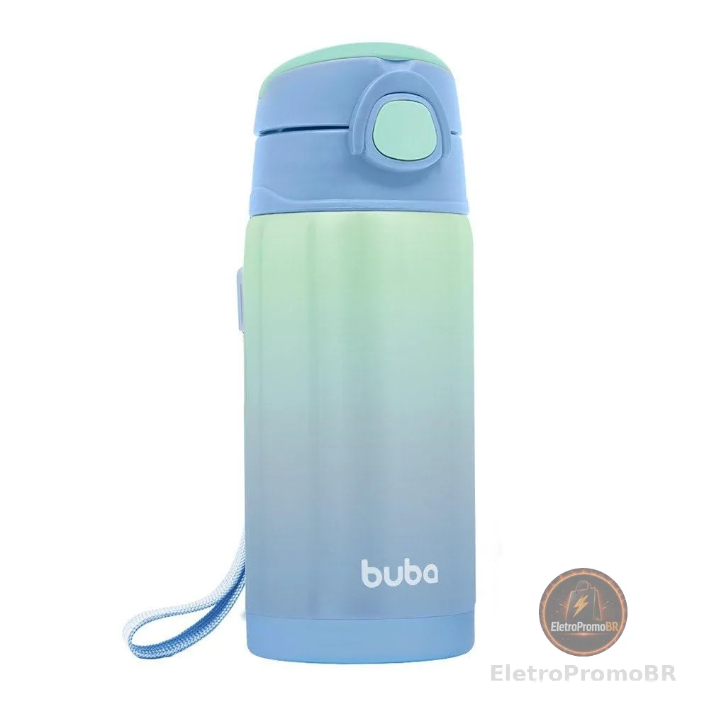 Buba Copo Térmico Parede Dupla Com Canudo - Azul