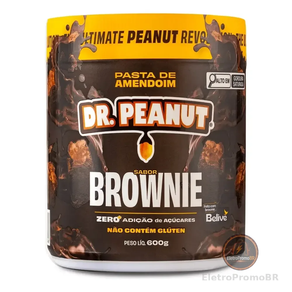 Pasta De Amendoim Com Whey Protein - 600g - Dr. Peanut Sabor Brownie