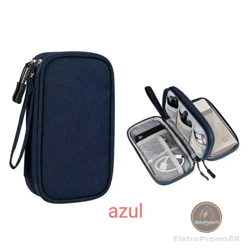 Necessaire organizadora bolsa portatil celular cabos fios  armanazamento