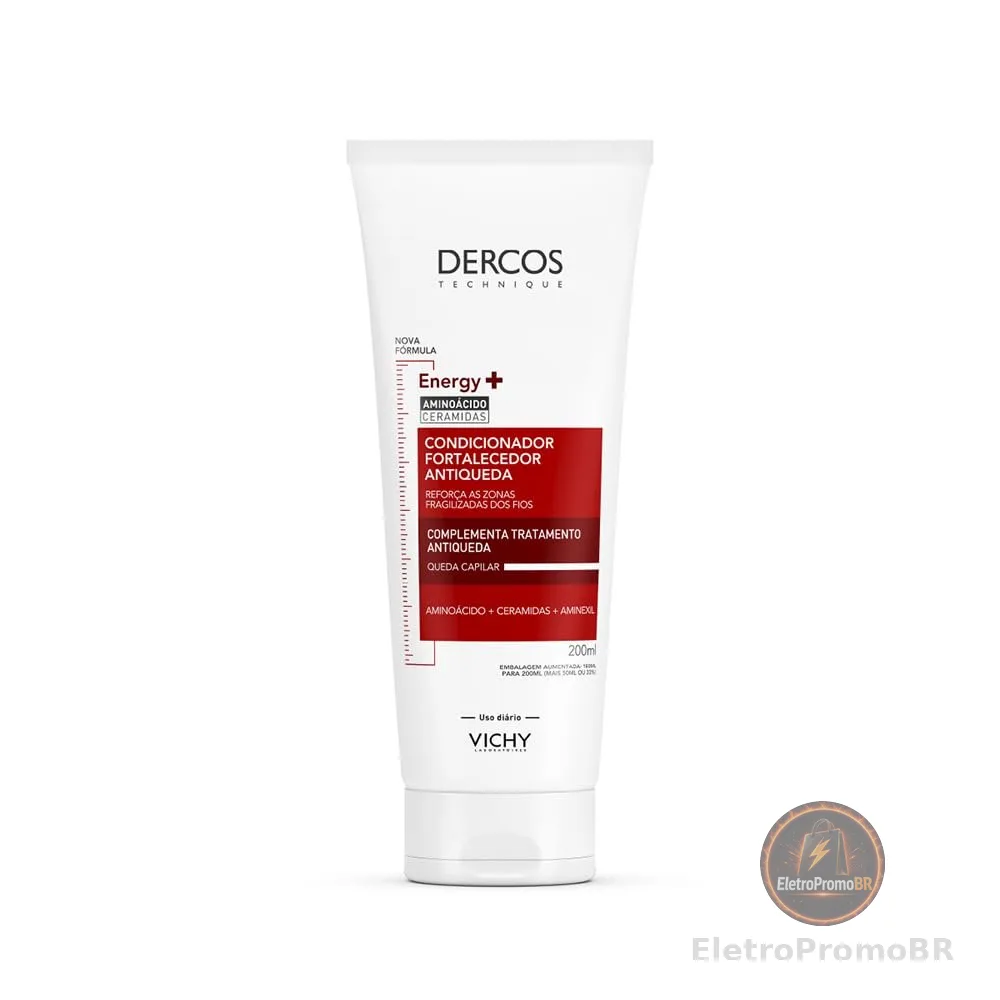 Vichy Dercos Energy+, Condicionador Antiqueda Fortalecedor com Aminexil, Aminoácidos e Ceramidas, +1.000 Fios Salvos em 1 Mês e +47% Fios Fortalecidos, 200ml