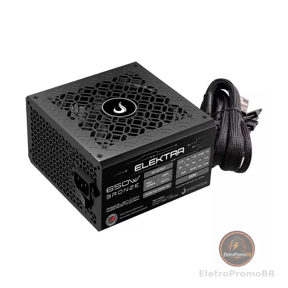 Rise Mode Elektra Fonte Gamer 650W 80 Plus Bronze PFC Ativo