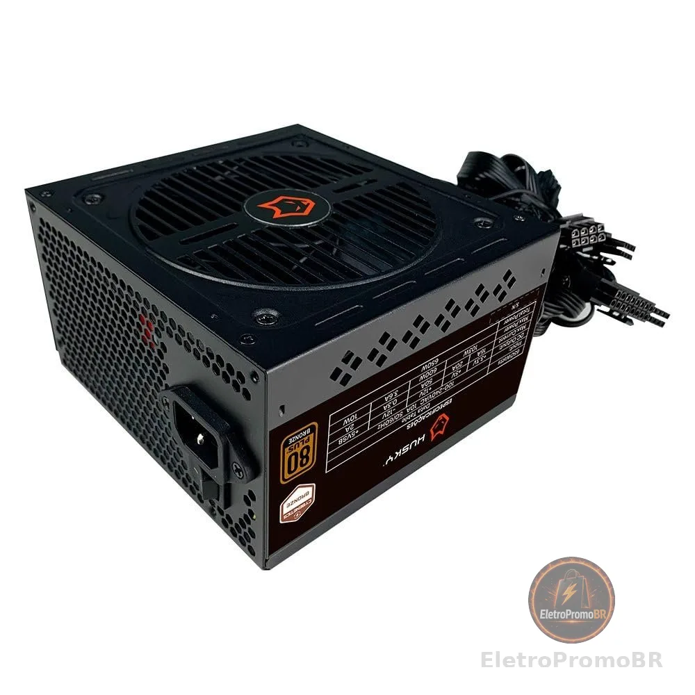 Fonte Husky Sledger 650W, 80 Plus Bronze, Cybenetics Bronze, PFC ativo, Bivolt - HFN650PT