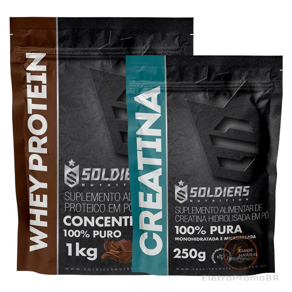 Kit Whey Protein Concentrado 1Kg + Creatina Monohidratada 100% Pura - Soldiers Nutrition