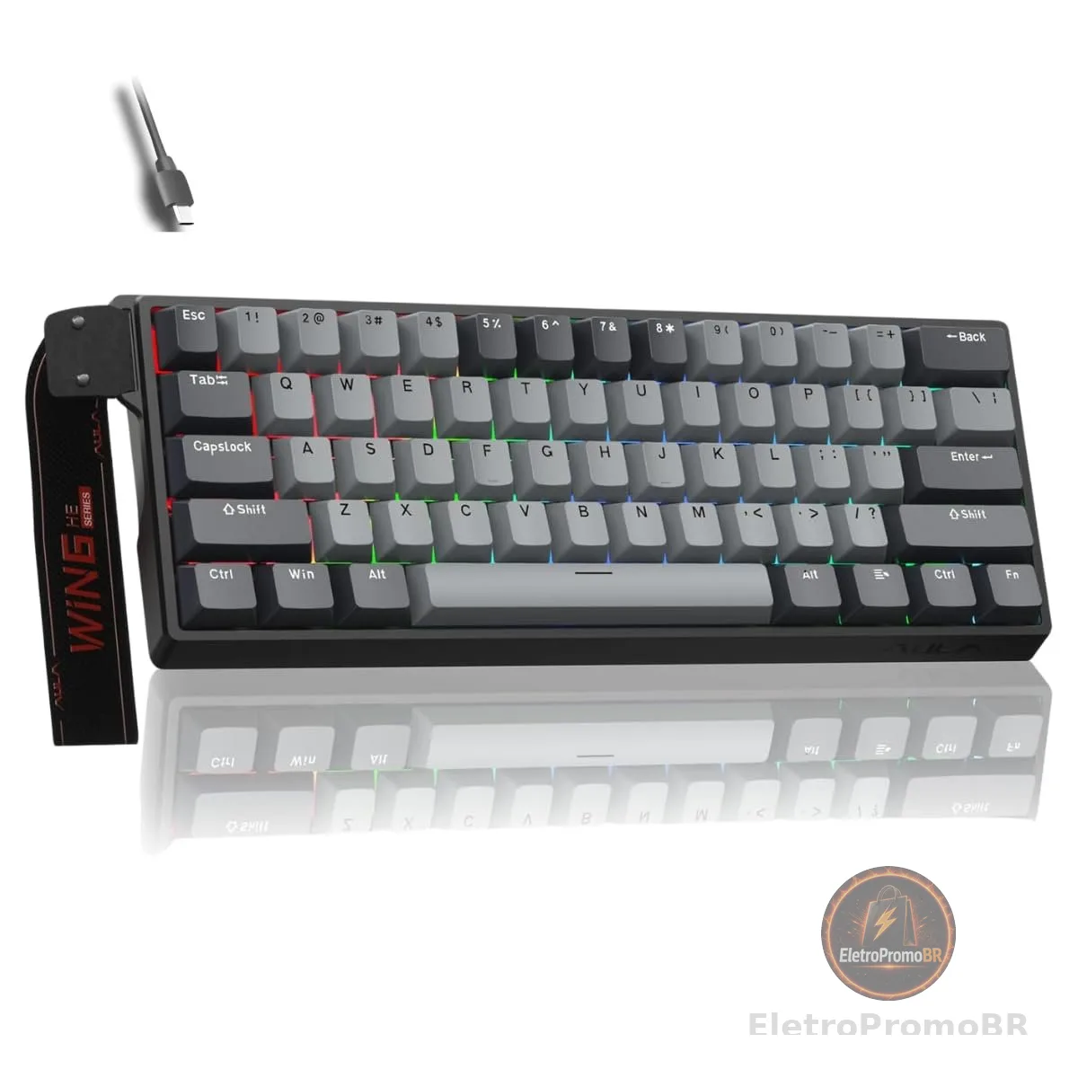 Teclado Magnético Gamer Win60 Pro Com Fio Preto Rgb Hot Swappable