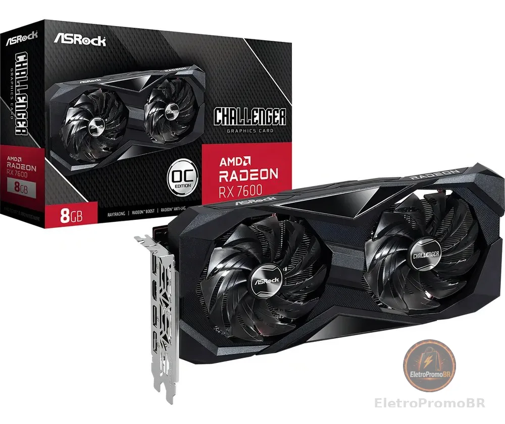 Placa de Vídeo ASRock Radeon RX 7600 8GB Challenger OC GDDR6 HDMI 2.1