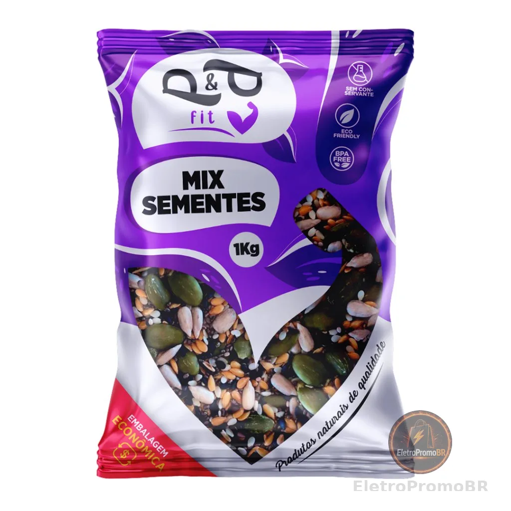 Mix de Sementes Chia Girassol Abobora Linhaça Dourada e Marrom 1Kg