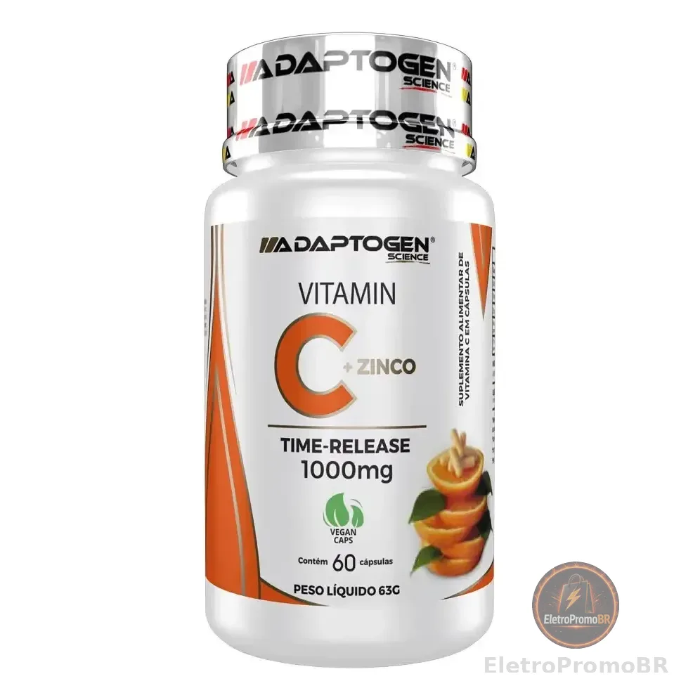 Vitamina C 1000mg 60 Caps - Adaptogen Science Sabor Sem Sabor
