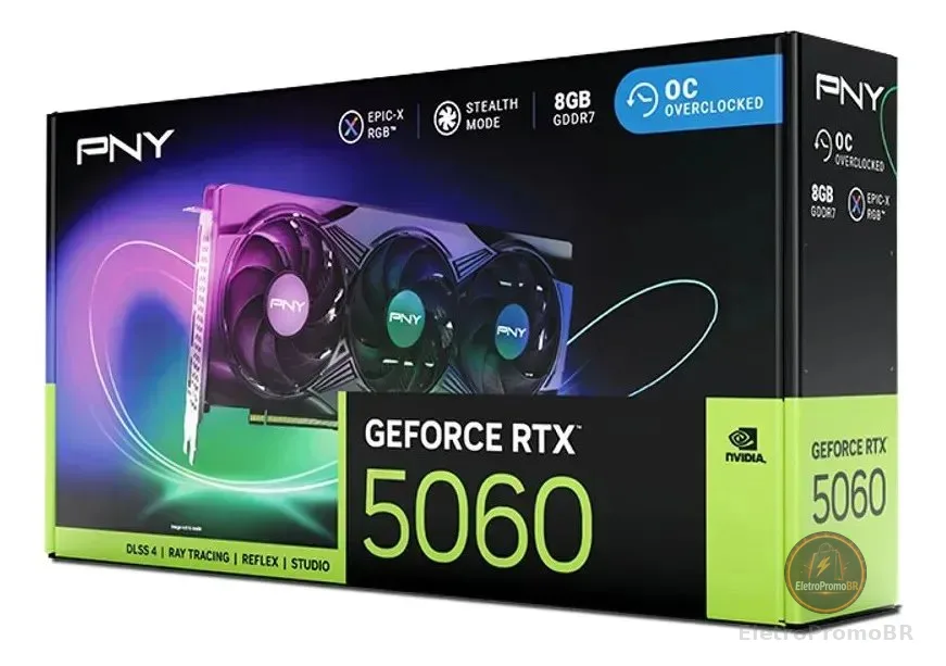 Placa De Vídeo Nvidia Geforce Pny Rtx5060 8gb Epic-x Rgb Oc