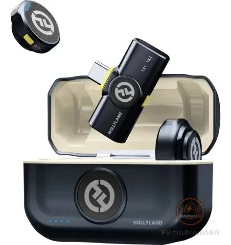 Hollyland Lark M2 Microfone S/ Fio P/ iPhone 15/16/17 E Android USB-C