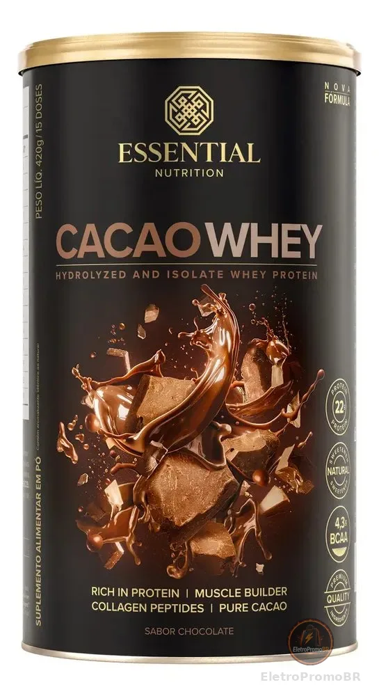 Cacao Whey Protein Isolado e Hidrolisado 420g Essential Nutrition