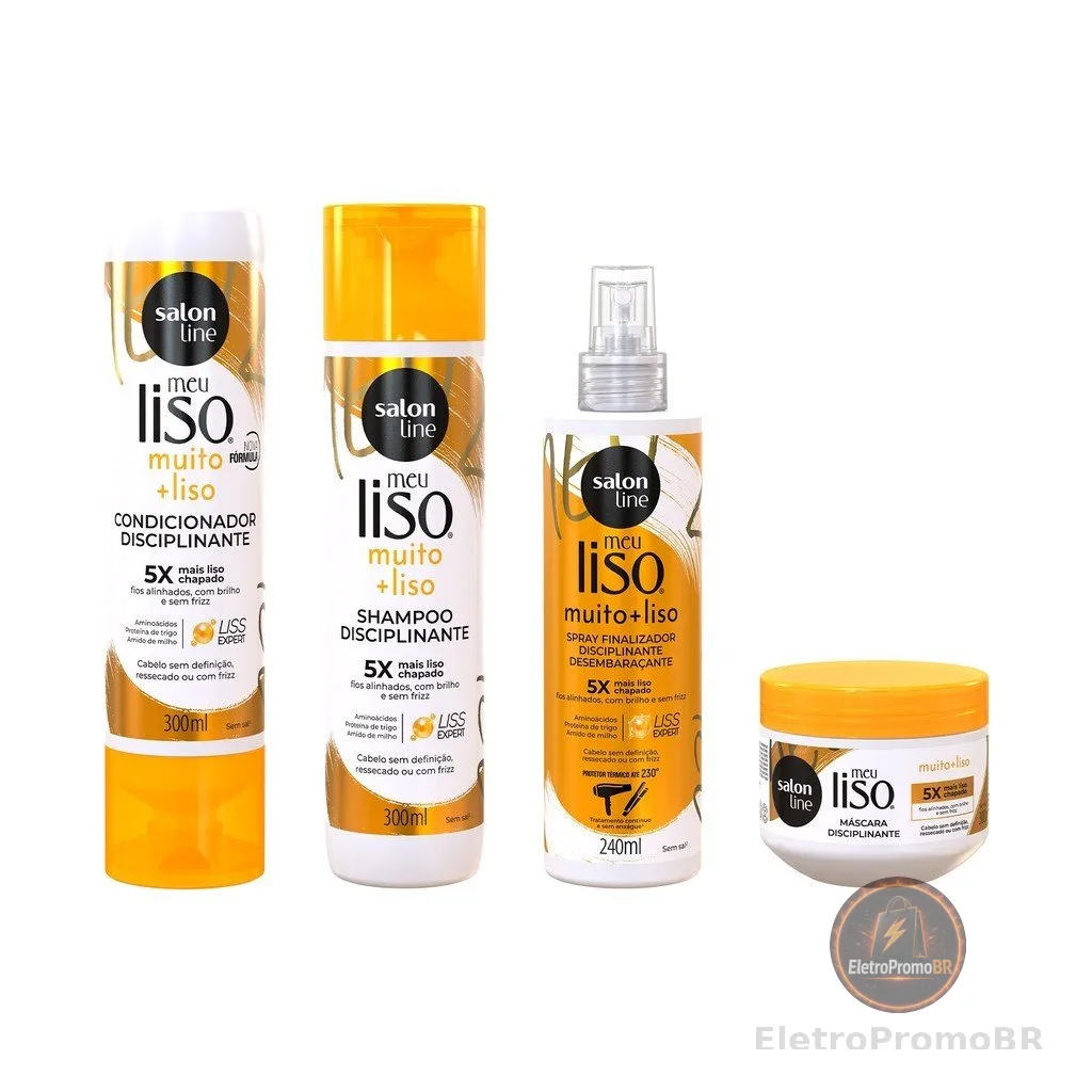 Kit Meu Liso Muito + Liso com Spray Defrizante Protetor Térmico