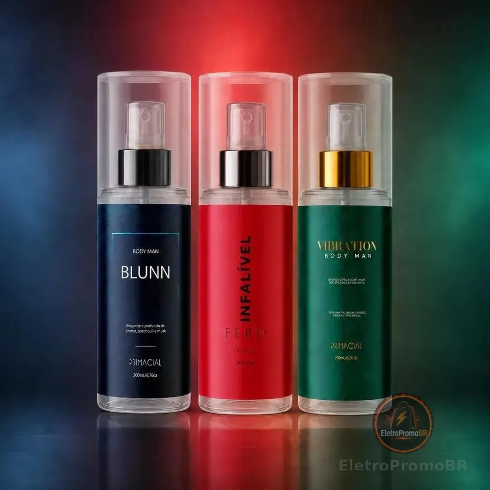 Kit Body Splash Masculino Vibration + Blunn + Infalível Fero