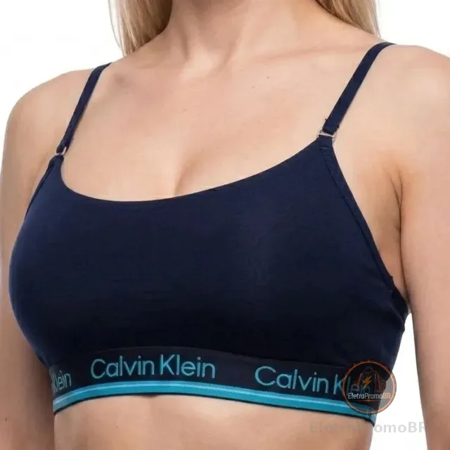 Top Sutiã Calvin Klein Algodão Original Alças Ajustáveis