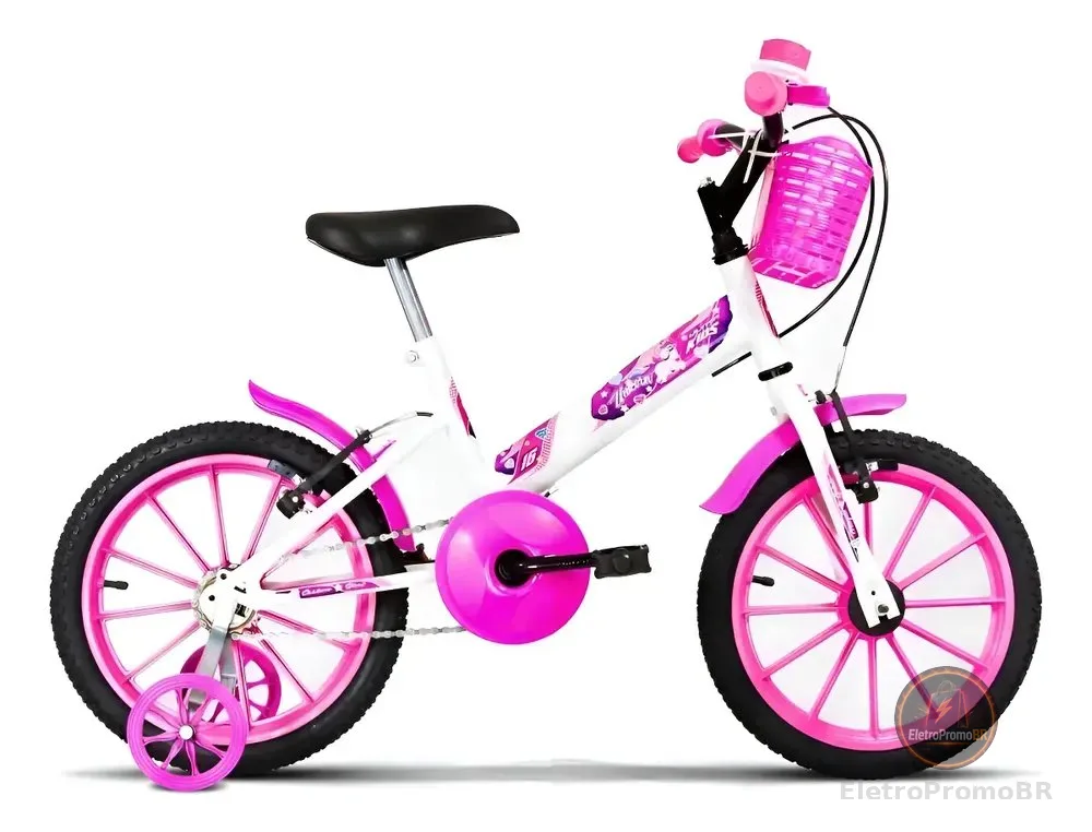 Bicicleta Infantil Aro 16 3 4 5 6 7 8 Anos Com Rodinha Kids Cor Branco-rosa
