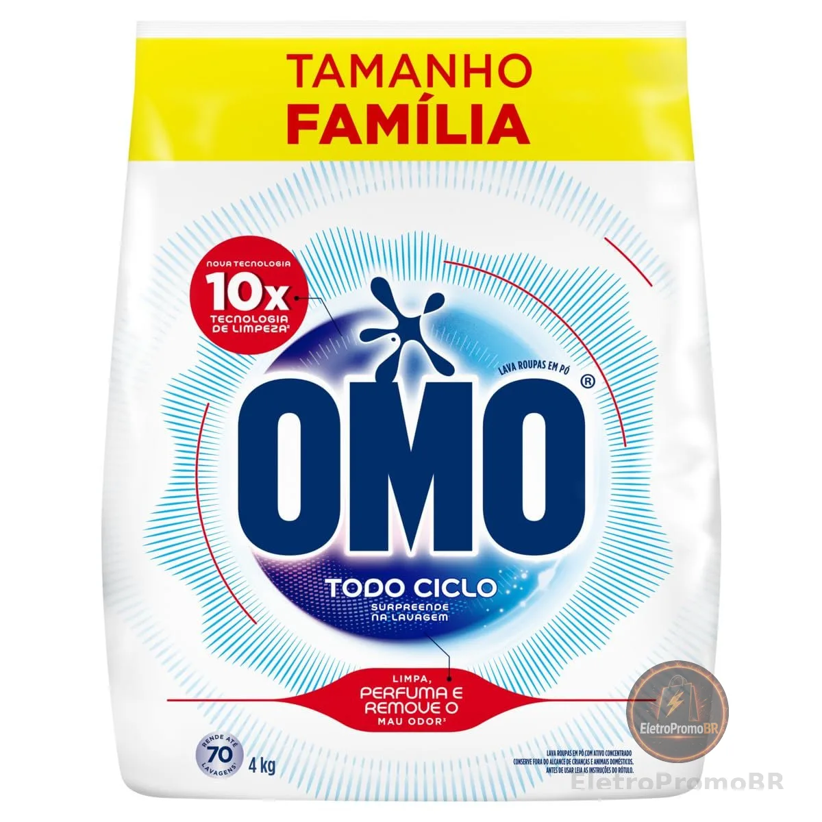 Lava-Roupas em Pó Omo Todo Ciclo Pacote 4kg Tamanho Família