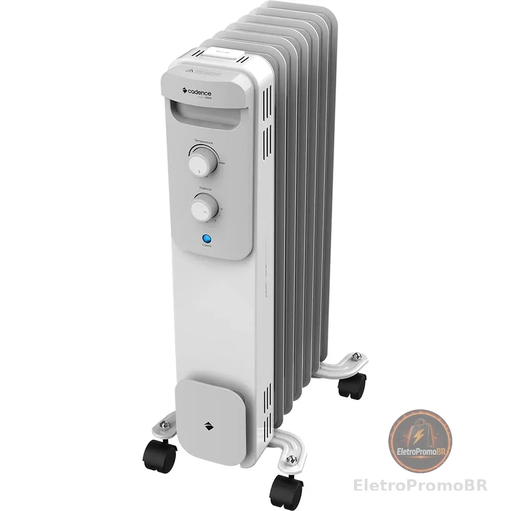 Aquecedor a Óleo Cadence, 1500W, 15m², Branco e Preto, 220V, AQC260