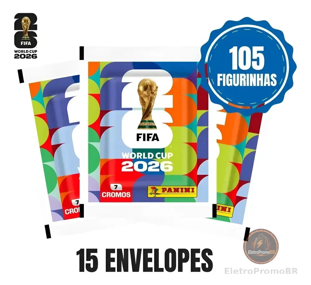 Kit 15 Envelopes Copa Do Mundo 2026 - 105 Figurinhas