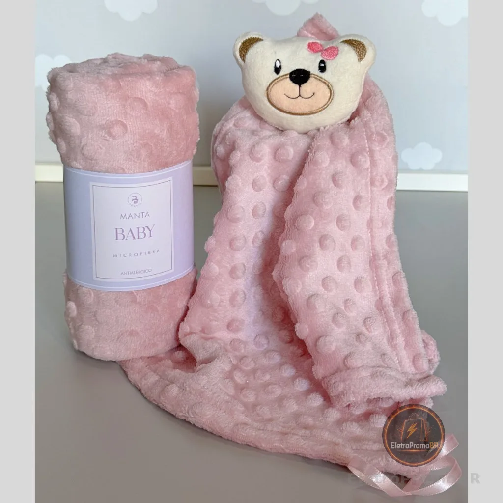 Kit Manta + Naninha Bebê Fleece Pipoquinha | Super Macio e Quentinho