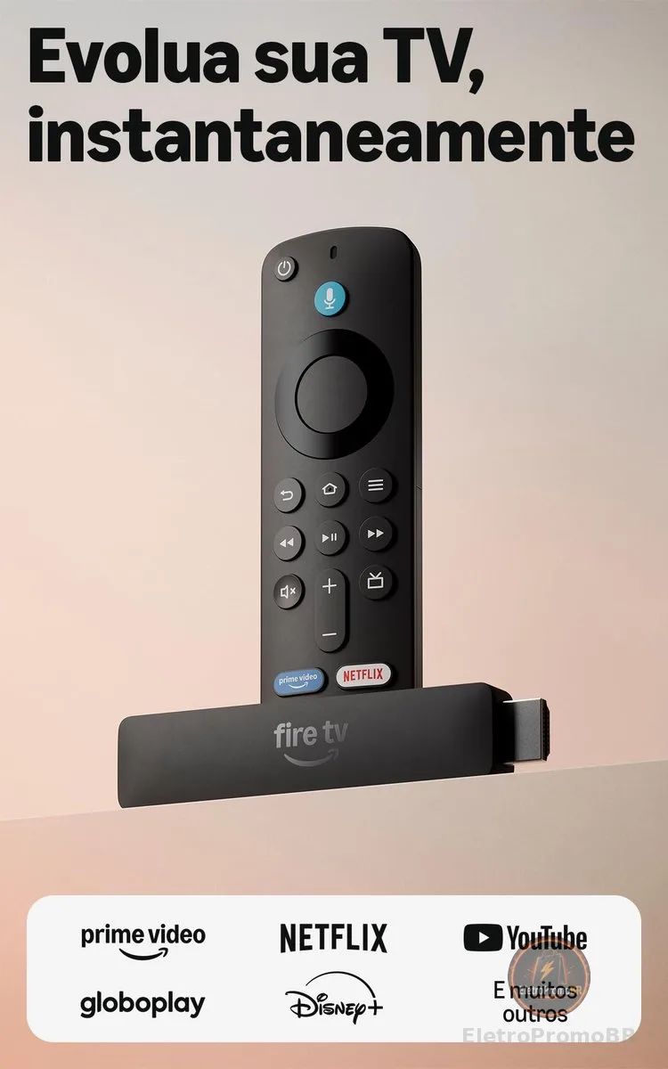 Amazon Fire TV Stick HD (modelo mais recente), Controle Remoto por Voz com Alexa, alimentado pela TV, com configuração simples e Acesso Antecipado à Alexa+