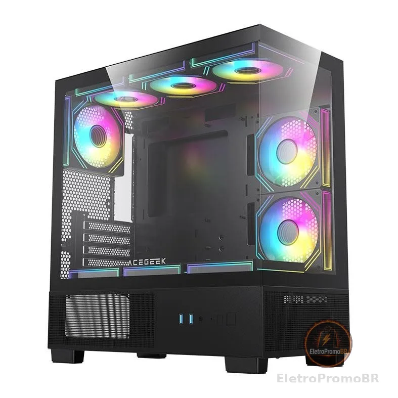 Gabinete Gamer Acegeek Echo Mini, Mini-Tower, Lateral de Vidro, Preto, AG-ECHO-MINI-BK