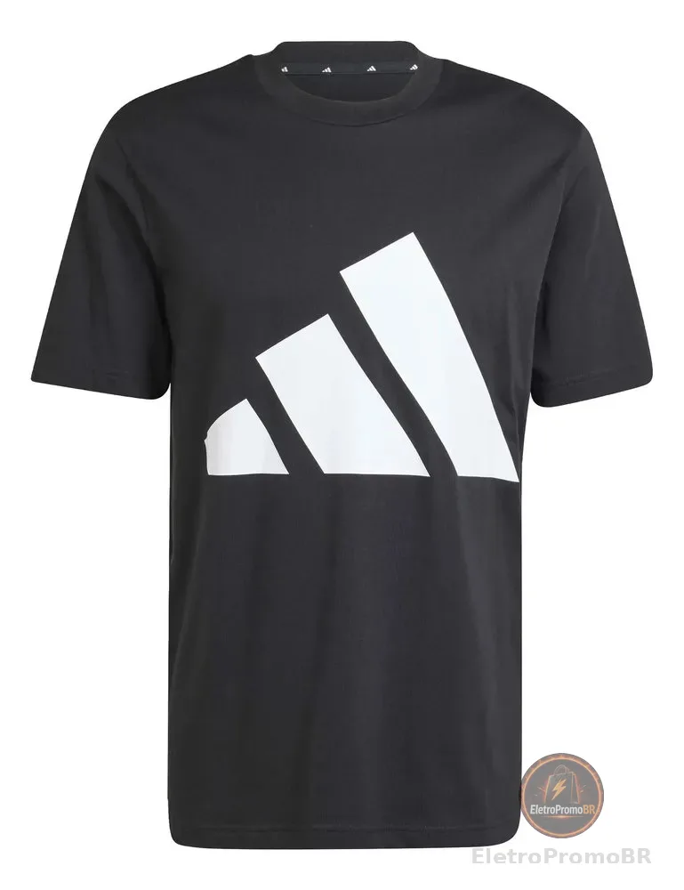 Camiseta Masculino Logotipo Essentials Grande adidas Preto Caveirão M Liso