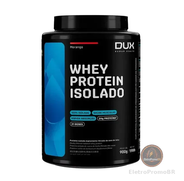 Whey Protein Isolado Dux Nutrition - Pote 900g Sabor Morango
