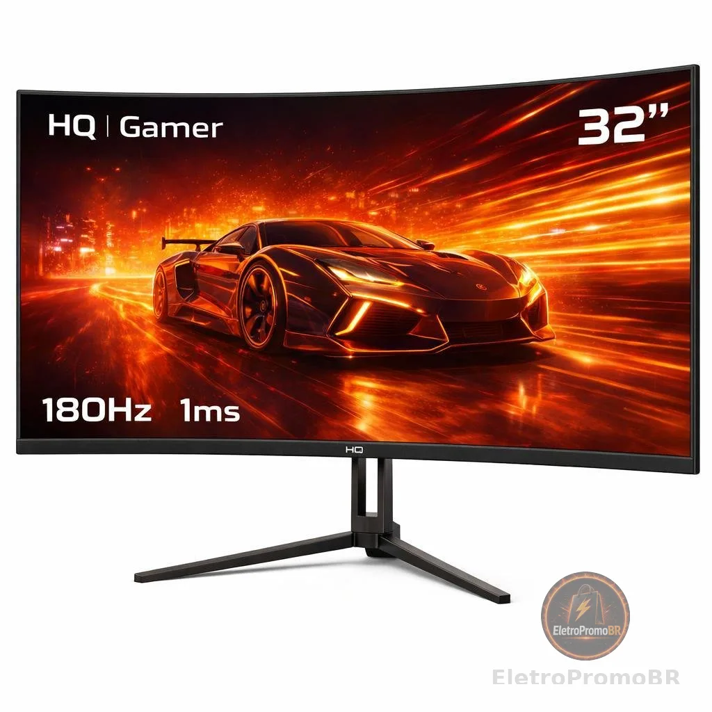 Monitor Gamer HQ Ultra 32" Curvo 1ms, 180Hz, Quad HD (QHD) - 2560x1440, AMD FreeSync, HDMI, DP, HQ32C180