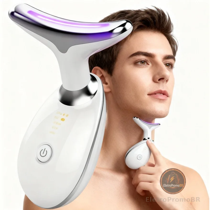Portátil Beleza Pele Firmeza Pescoço Led Vibração Fóton Levanta A Anti-Rugas Remover Massageador