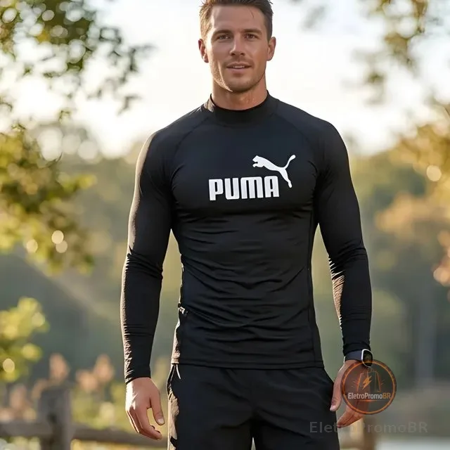 Camiseta Térmica Puma Manga Longa Proteção Uv50+ Masculina