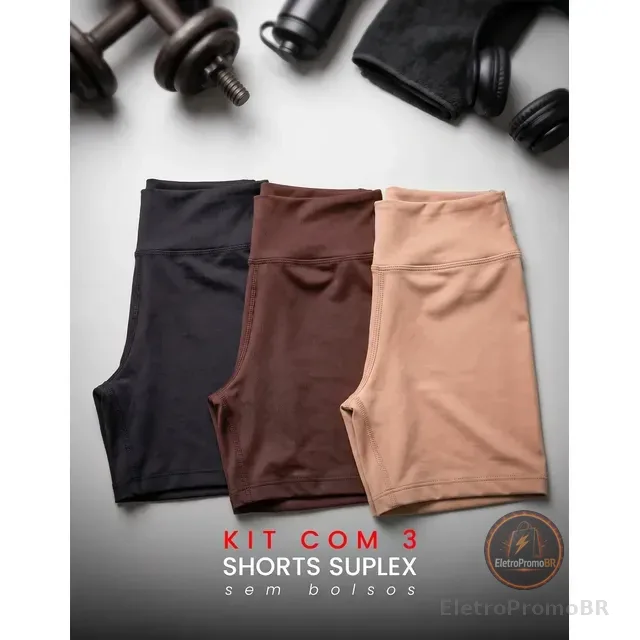 Kit 3 Shorts Para Corrida Cintura Alta Zero Transparecia