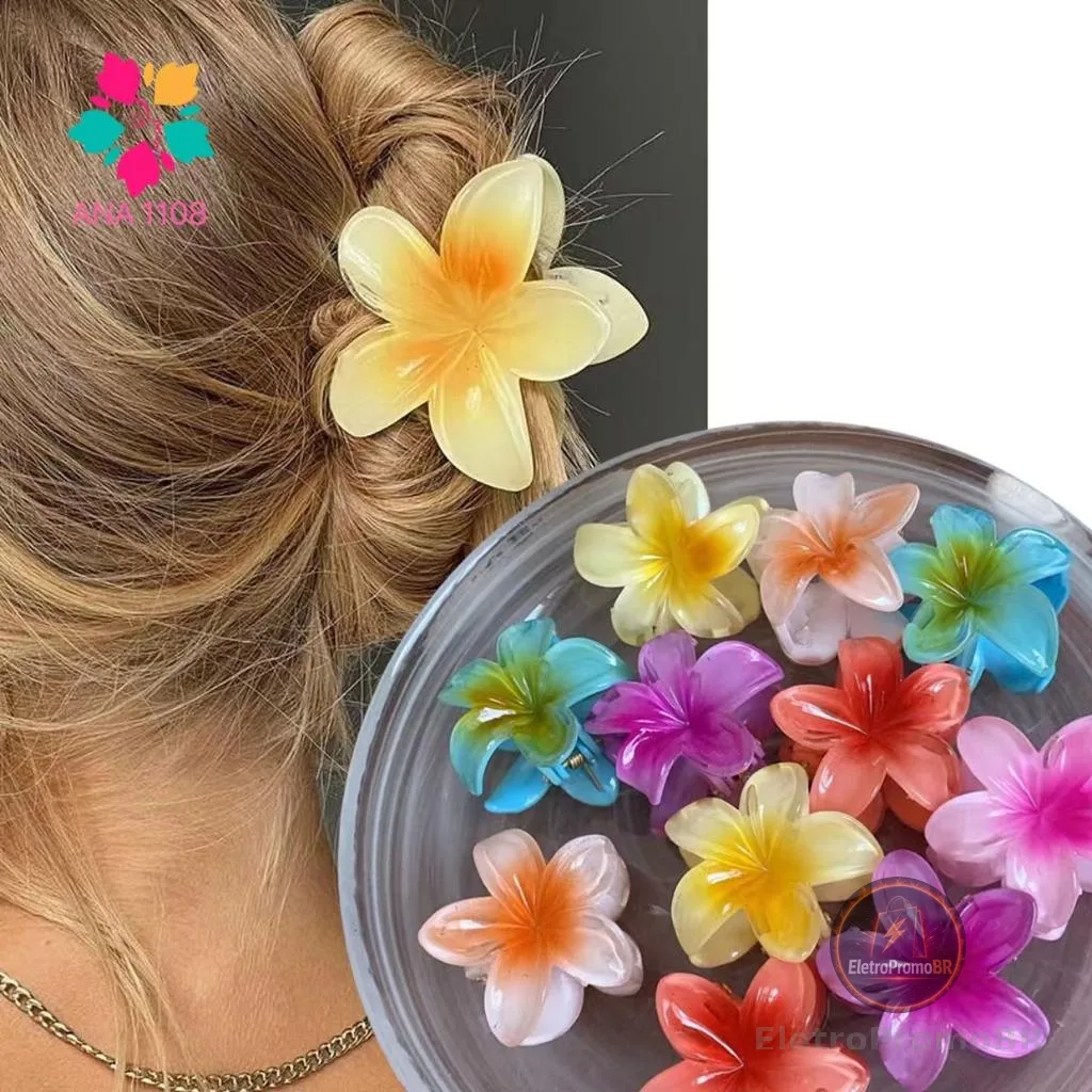 ANA 1108 Kit with 12 pieces of flower hair clips Presilha para Mulheres