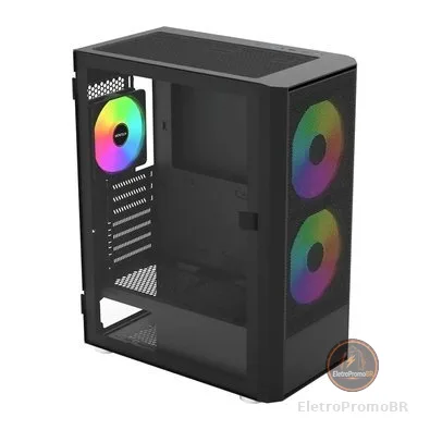 Gabinete Gamer Montech X2 PLUS, Mid Tower, Lateral em Vidro, 3X Fans, Preto - X2PLUSB