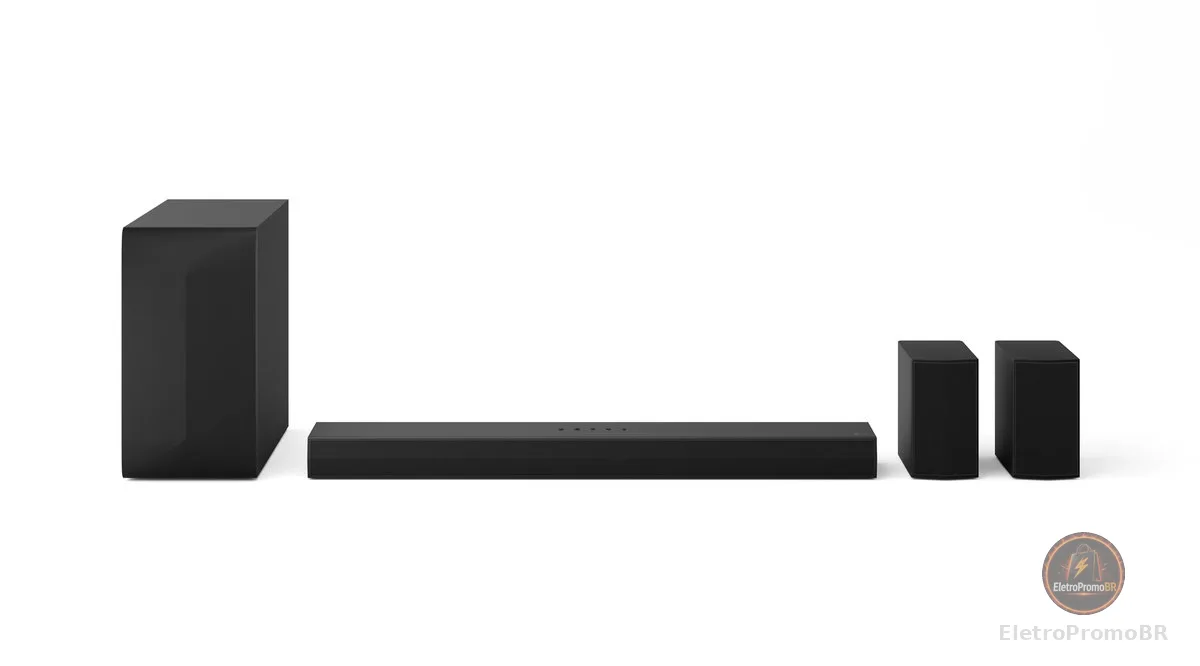 Home Theater Soundbar LG 440W RMS, 5.1 Canais, Bluetooth 5.3, Dolby Digital, Alto-Falantes Traseiros, AI Sound Pro, Wow Interface, Sem fios, Conexões Múltiplas - S60TR