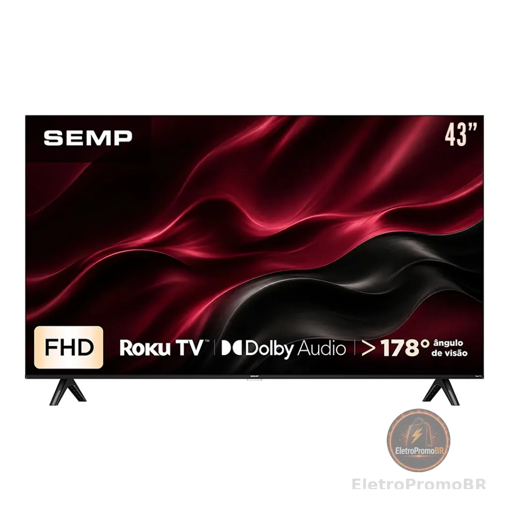 Smart TV Semp 43” 43S42R Full HD Roku TV Dolby Audio Wi-Fi