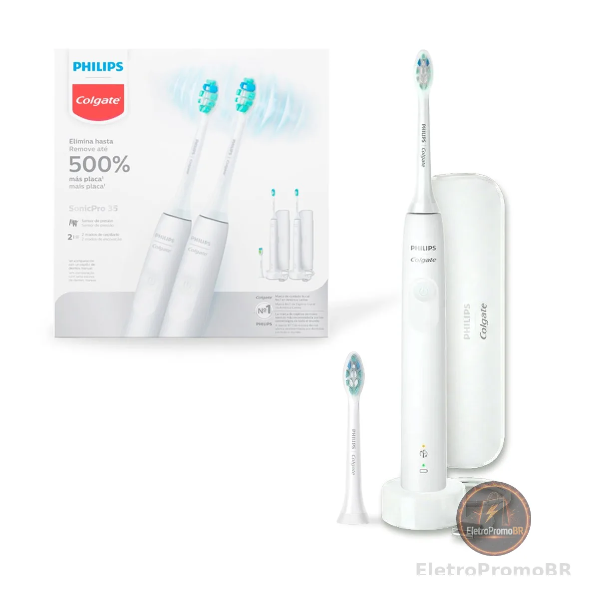 Philips Colgate Escova de Dente Elétrica Sonic Pro 35, 2 Unidades