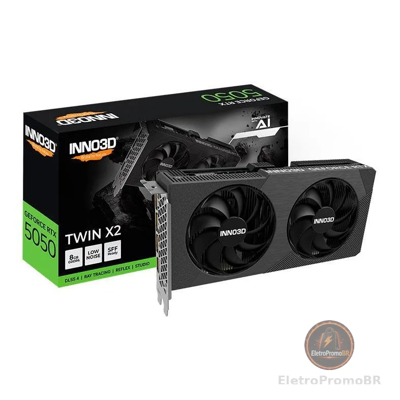 Placa de Video INNO3D GeForce RTX 5050 Twin X2, 8GB, GDDR6, 128-bit, N50502-08D6-174071N