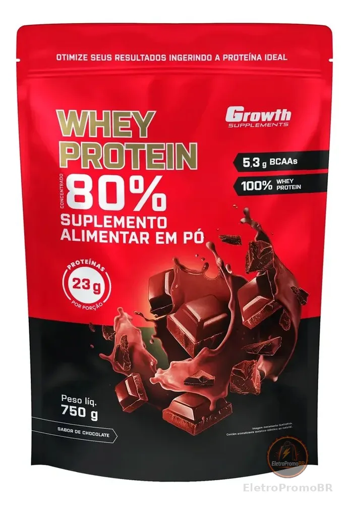 Whey Concentrado 750g Growth Supplements - Variados Sabores Chocolate