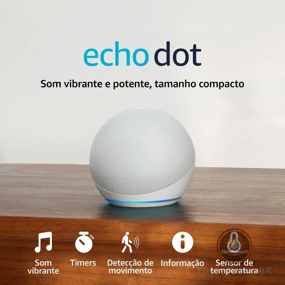 Echo Dot (Geração mais recente) | Smart speaker com Alexa, som vibrante e potente, Wi-Fi e Bluetooth | Cor Branca, com Acesso Antecipado à Alexa+