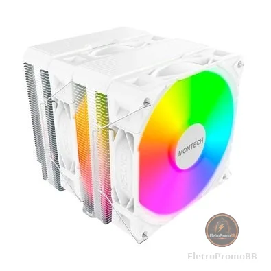Air Cooler Montech NX600, ARGB, Dual Tower, 120mm, Intel e AMD, Branco - NX600ARGBW