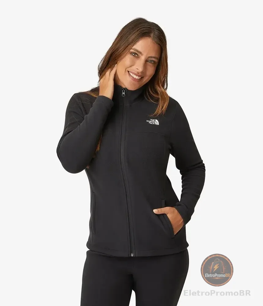 Fleece Feminino Glacier Full Zip The North Face Tnf Black P Liso