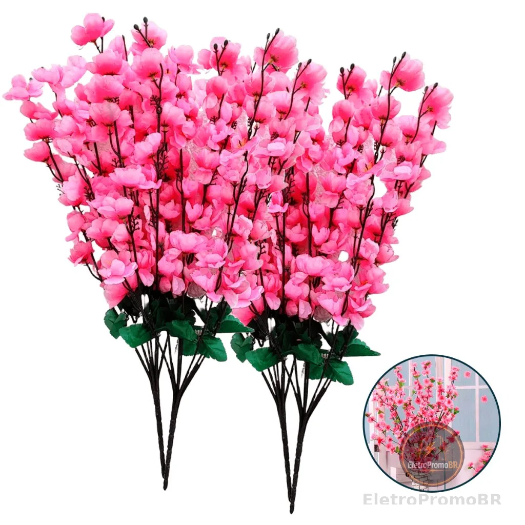 Kit Buquês De Flores De Cerejeira Artificial , Flor De Pêssego , Estilo oriental Para Decoração De Casamento 63CM