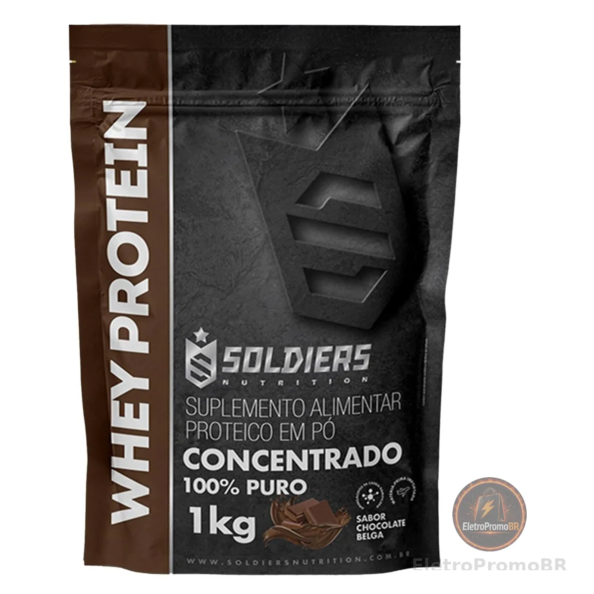Whey Protein Concentrado 1Kg - Chocolate Belga - 100% Puro Importado - Soldiers Nutrition