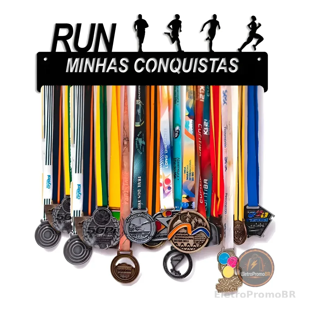 Porta Medalhas Corrida De Rua Masculino Suporte Medalhas Preto