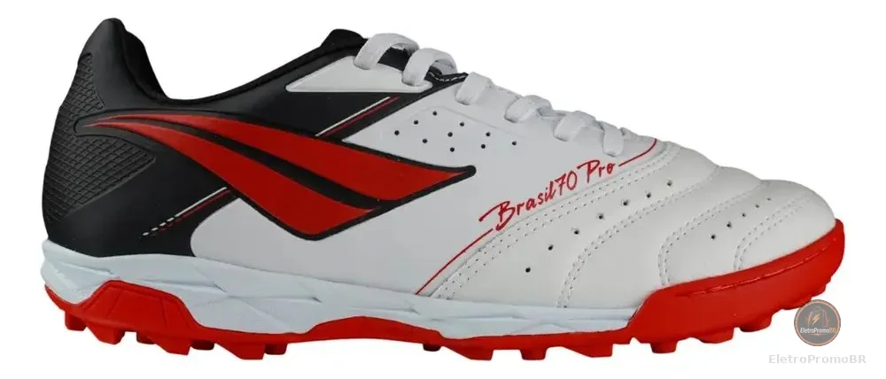 Chuteira Society Brasil 70 Pro Y-1 Penalty Branco-vermelho-preto 40 Br
